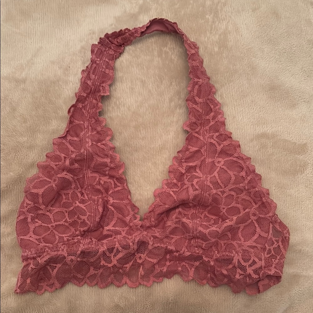 Pink Lace Halter Bralette